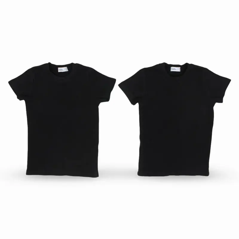 Pack of 2  Unisex Ribbed Short-Sleeved Thermal Top Black