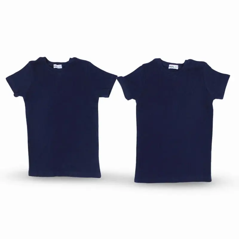 Pack of 2  Unisex Ribbed Short-Sleeved Thermal Top Navy