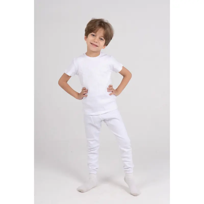 Pack of 2  Unisex Ribbed Short-Sleeved Thermal Top White
