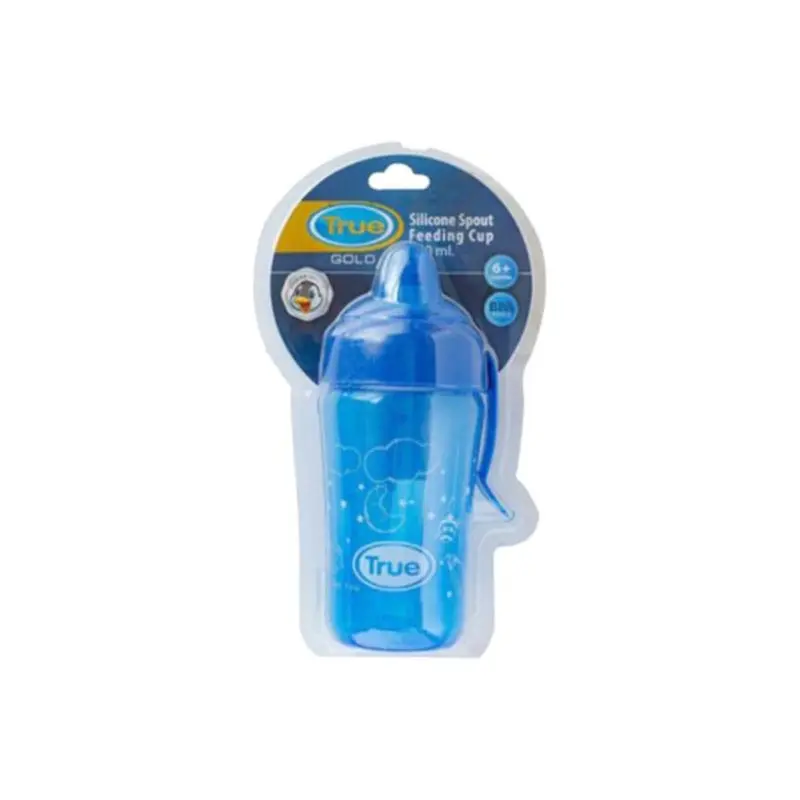 True Gold Training Cup with Silicone Straw  300ml Blue