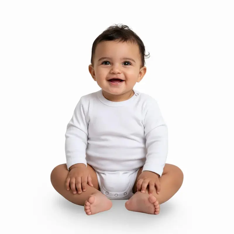 Unisex Baby Cotton Long-Sleeved Underwear Bodysuit  White