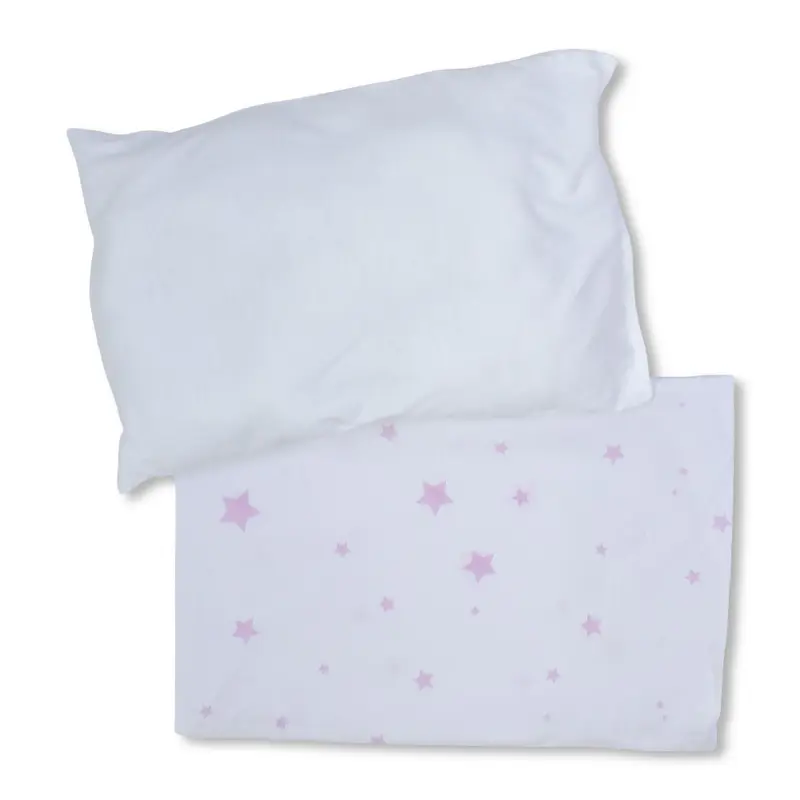 Unisex Baby Cotton Pillow with Pillowcase   White with Stars Print
