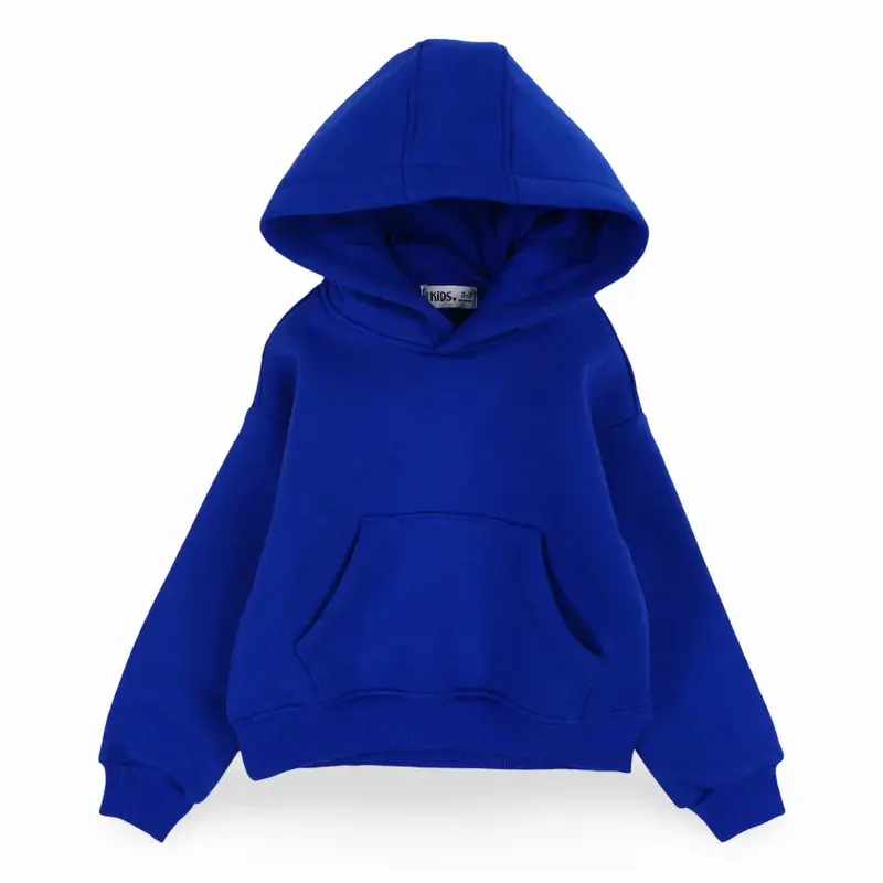 Unisex Plain Cotton Hoodie  Blue