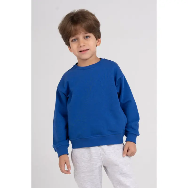 Unisex Plain Cotton Sweatshirt  Blue
