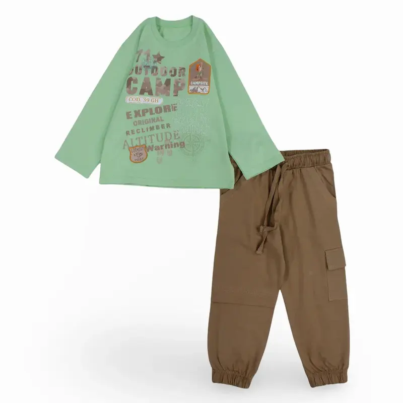 Boys Cotton Pajama Set - Camping Design