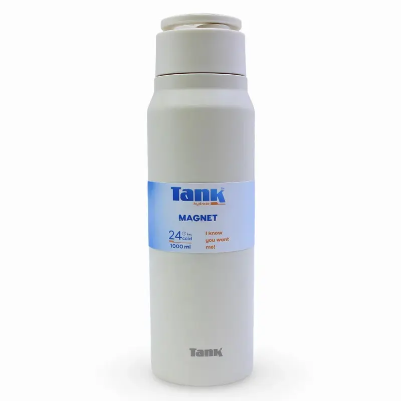 Tank Magnet Insulated Stainless Steel Water Bottle 1000ml  Cream