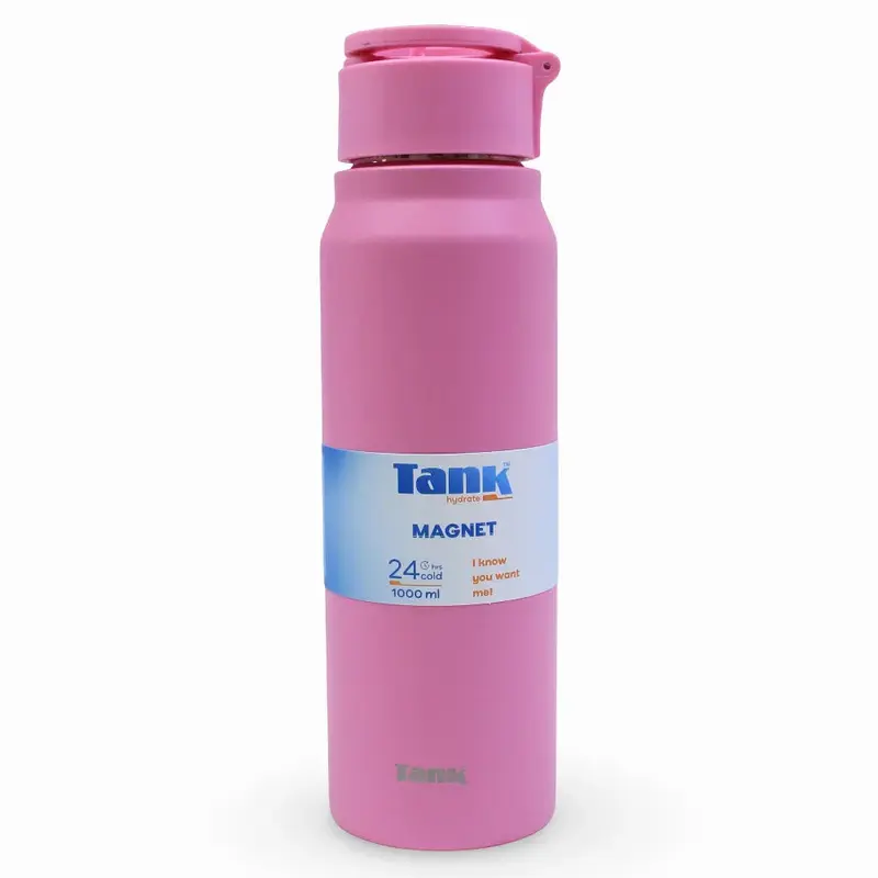 Tank Magnet Insulated Stainless Steel Water Bottle 1000ml  Hot Pink