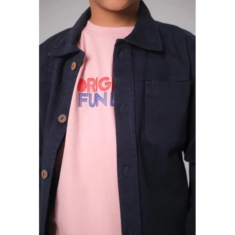 Unisex Baby "Playing Outdoors Club" Gabardine Shirt  Navy