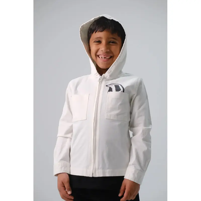 Unisex Dog-Printed Gabardine Jacket  Offwhite