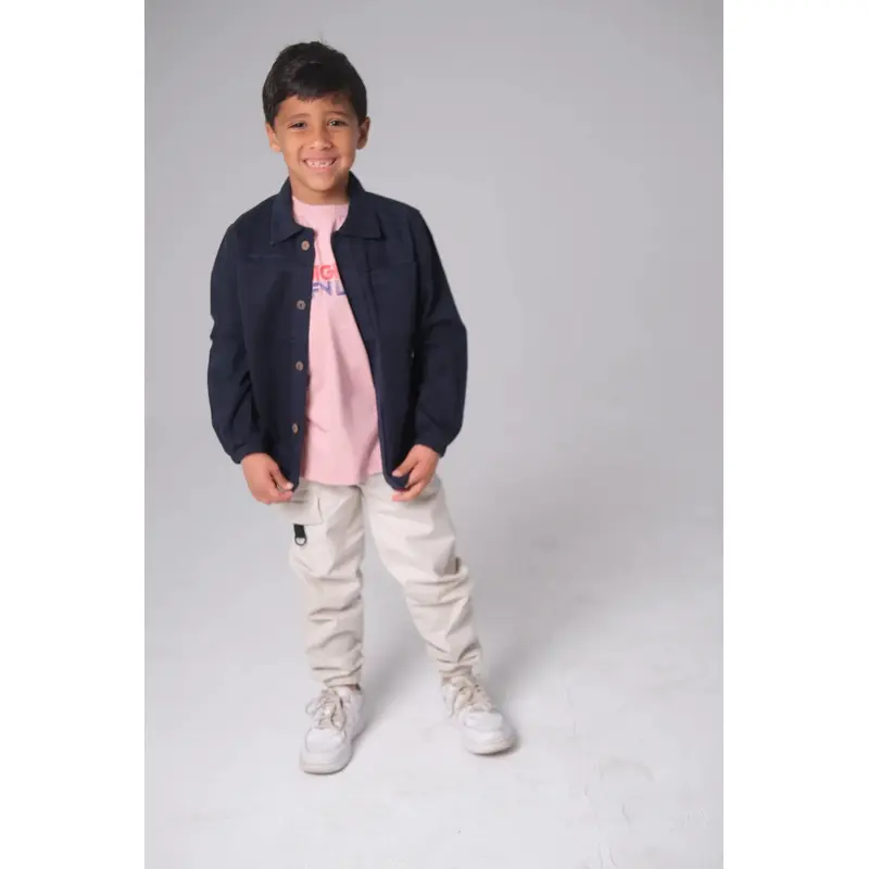 Unisex Kids "Playing Outdoors Club" Gabardine Shirt  Navy