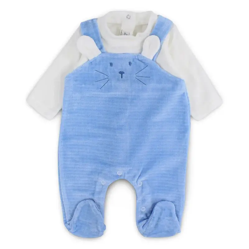 Baby Boys Velvet Baby Footie  Bunny Design