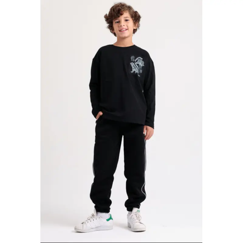 Boys Cotton T-Shirt  Black with Stegosaurus Print