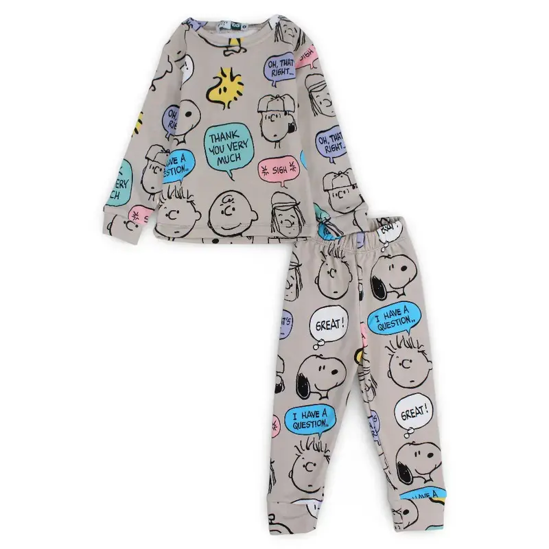 Boys Thermal Set  Beige with Snoopy Design