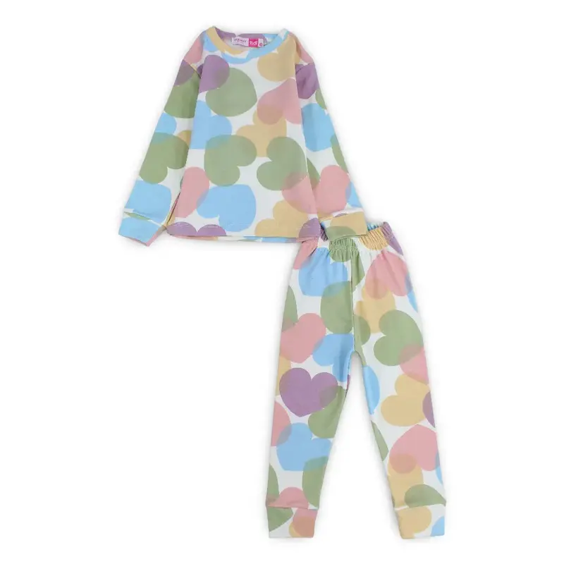 Girls Thermal Set  Multicolored with Hearts Design