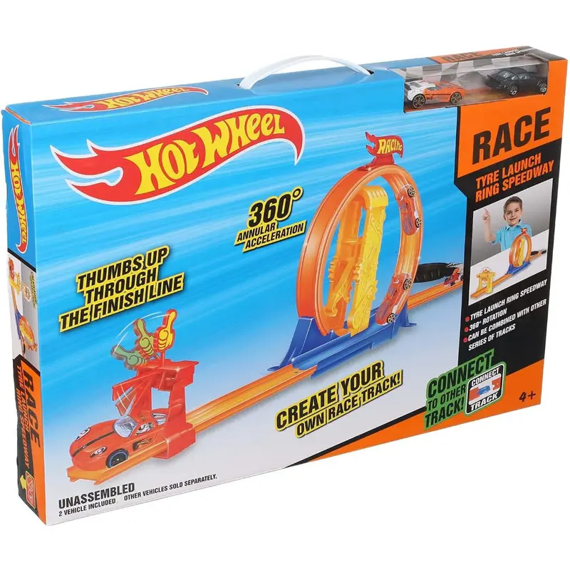 Alloy Sports Car Track Ring Speedway Racetrack Set with 2 Alloy Cars