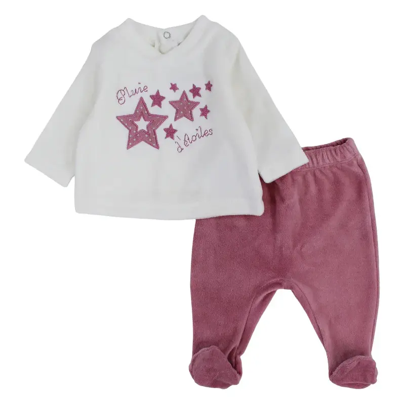 Baby Girls 2-Piece Outfit Set  Off-White/Purple