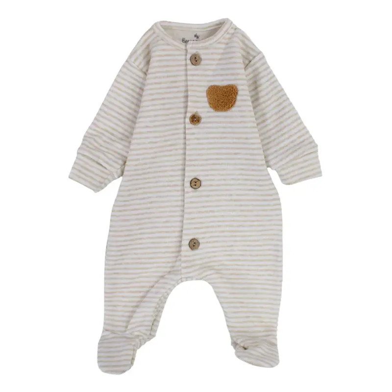 Baby Boys Baby Footie  Striped Beige Design