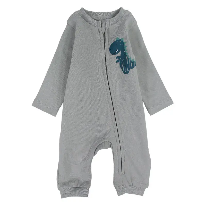 Baby Boys Cotton Footless Onesie - Mint with Dino Design
