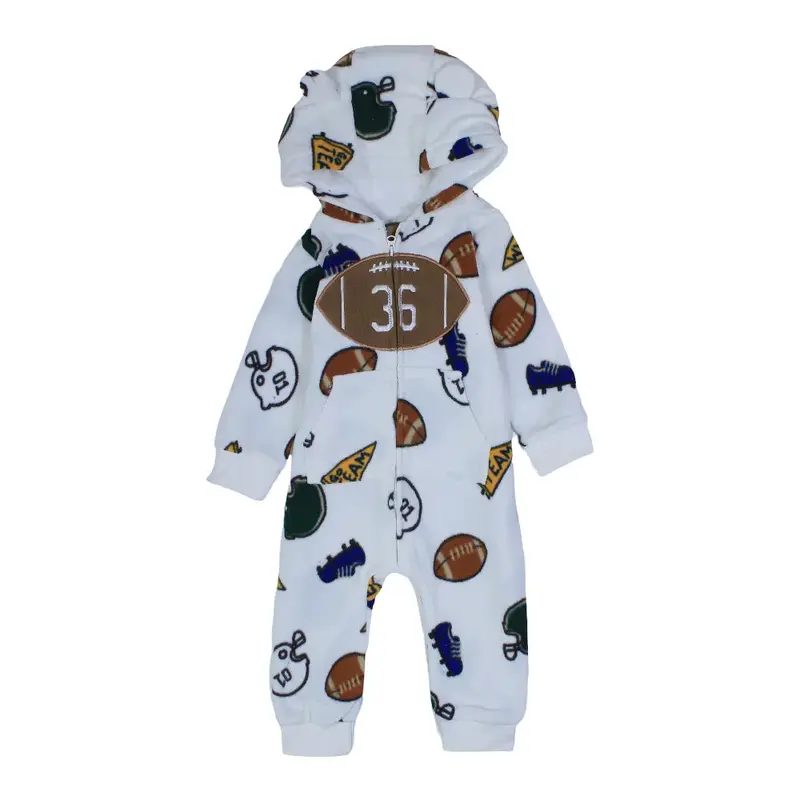 Baby Boys Hooded Footless Onesie  Off-White American Football Design