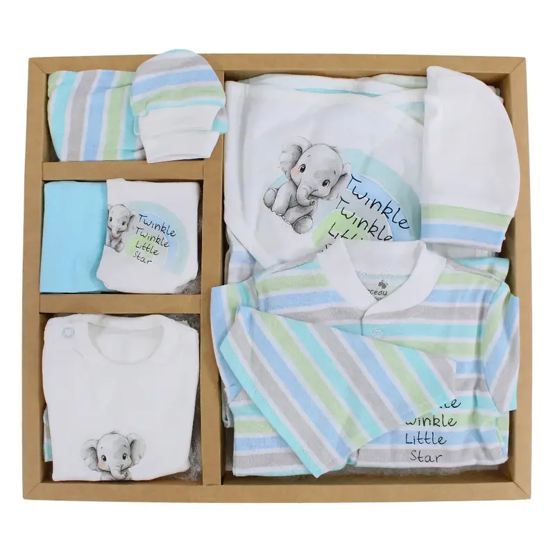 Baby Gift Box  Striped with Elephant Print