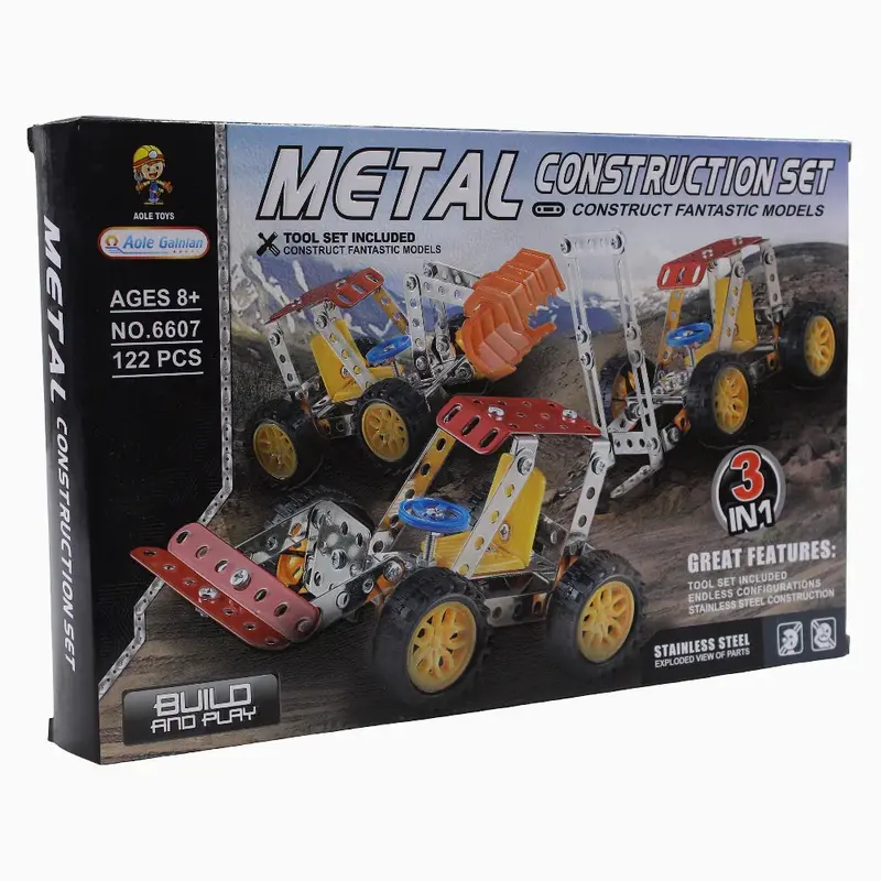 3-in-1 Metal Construction Set - 122 Pcs