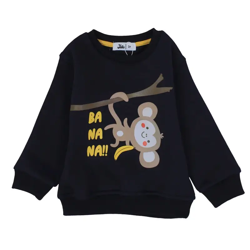 Boys Long Sleeve Sweatshirt  Navy Banana Print