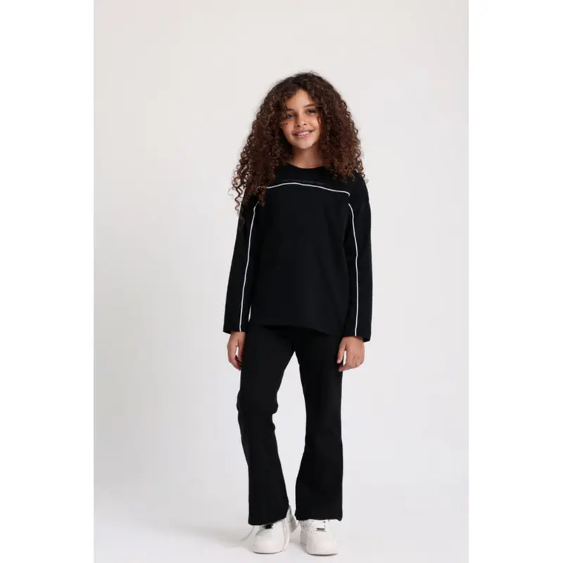 Girls Creased Front Flared Pants  Black