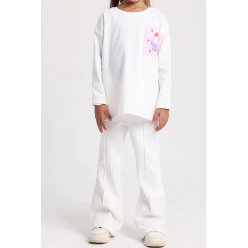 Girls Creased Front Flared Pants  Off-White