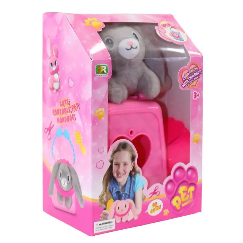 Stuffed Rabbit with Handbag  Grey