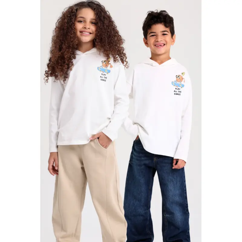 Unisex Cotton Hoodie  Off-White with "Play All The Games" Print