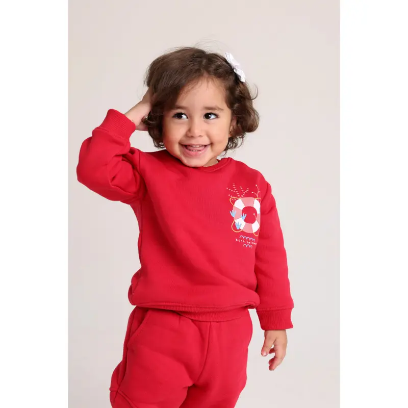 Unisex Sweatshirt  Red with Born Swimmer Print