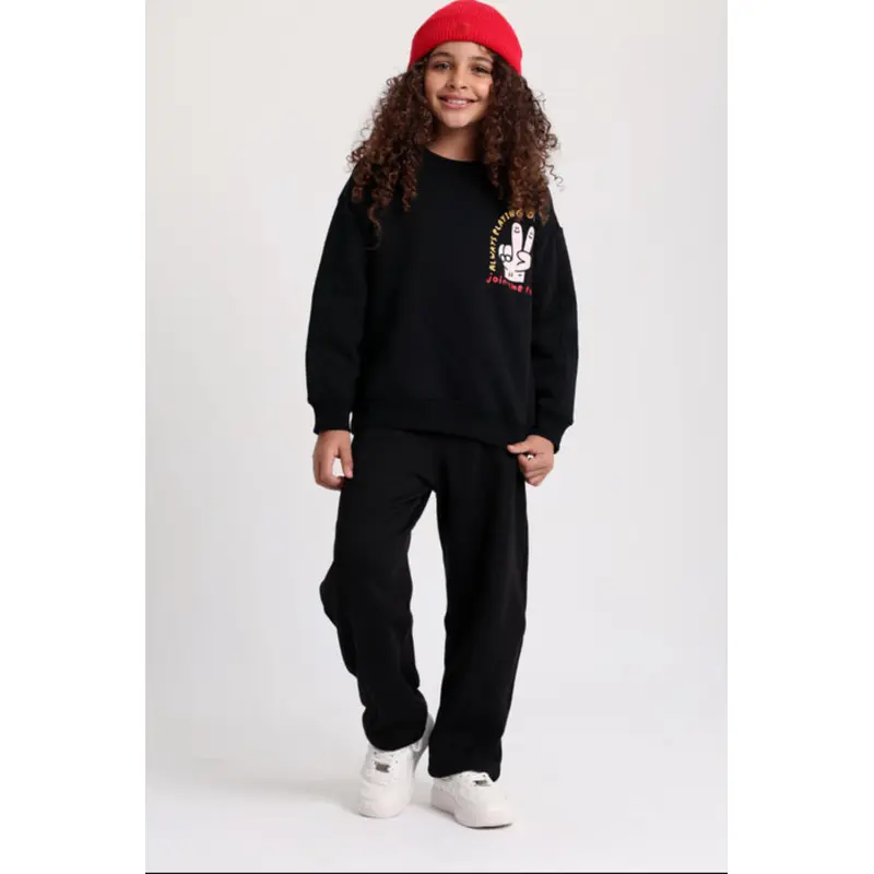 Boys Cotton Sweatshirt  Black with "Join The Fun" Print