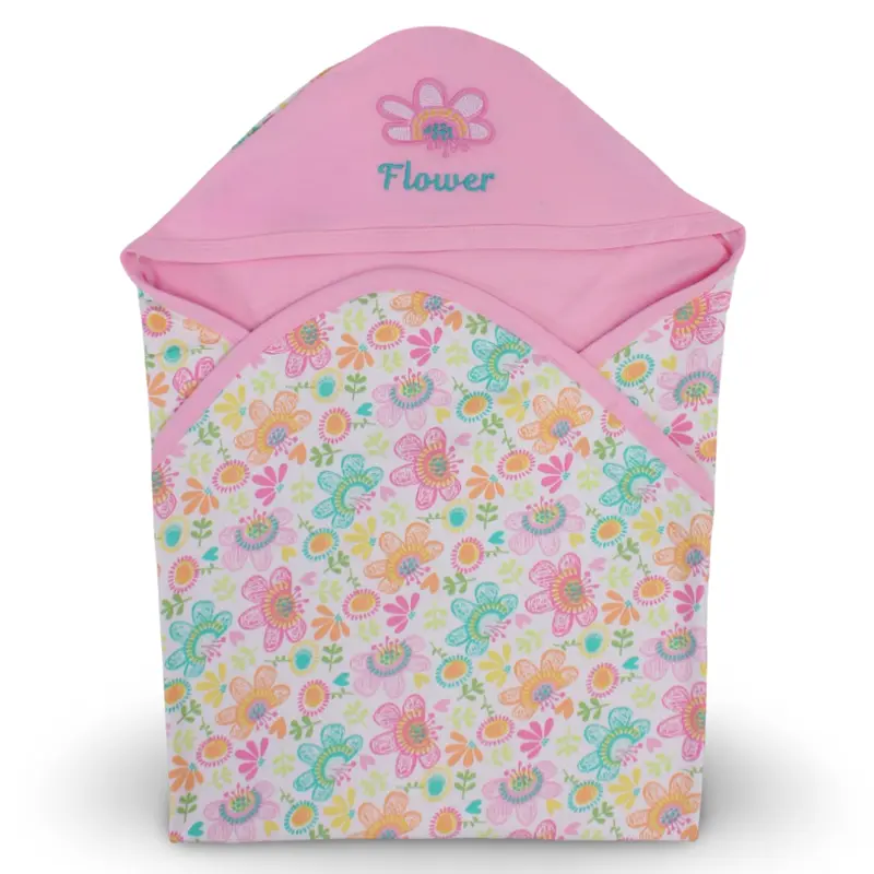 Cotton Baby Blanket   Pink with Flower Design