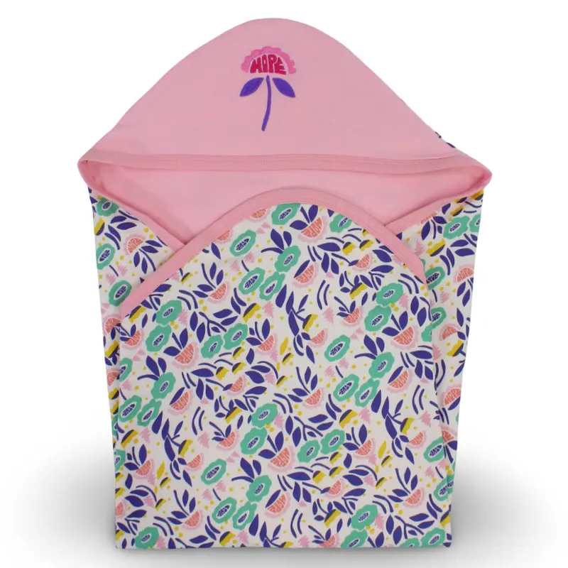 Cotton Baby Blanket  Pink with Hope Flower Design