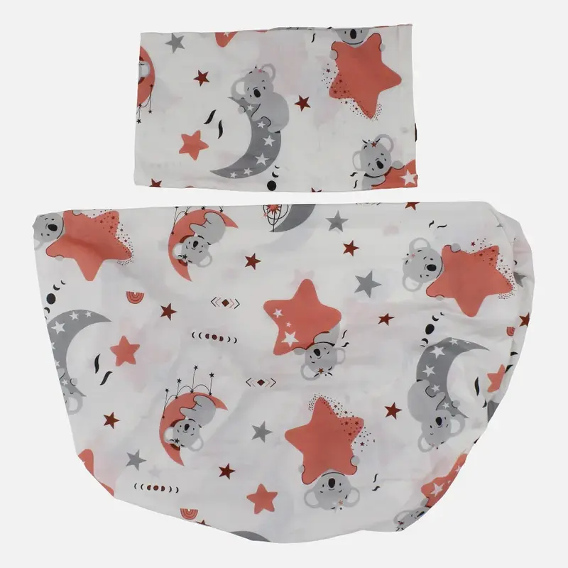 Cotton Bed Sheet Set  Off-White with Stars and Koalas Print