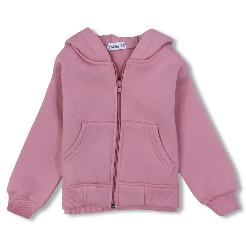 Girls Long-Sleeved Zip-Up Hoodie  Dusty Pink