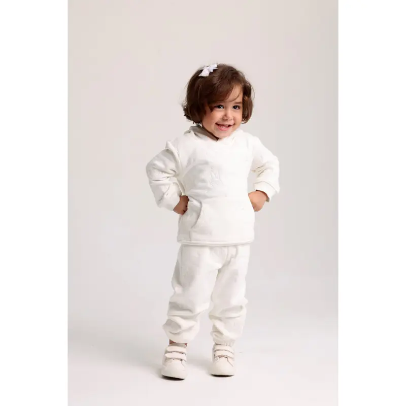 Unisex Baby Cotton 2-Piece Outfit Set  Off-White with Smiley Faces