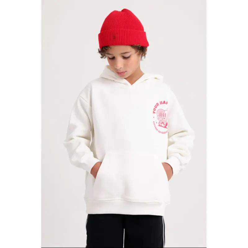 Unisex Cotton Hoodie  Off-White with "Your Happiness" Print