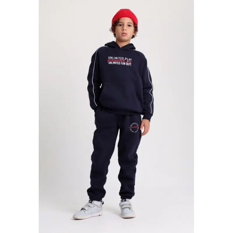 Unisex Cotton Sweatpants  Navy with "Unlimited Play Presented By Unlimited Fun Dept" Print