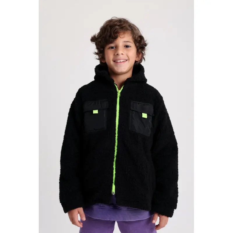 Unisex Fleeced Teddy Jacket  Black
