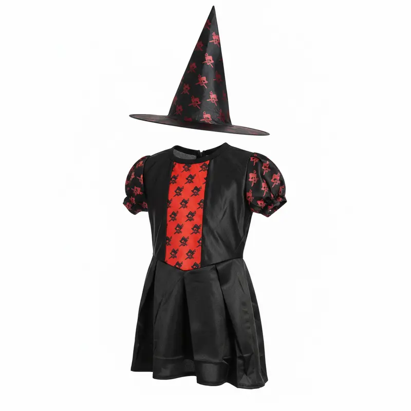 Witch Costume with Hat  Black & Red