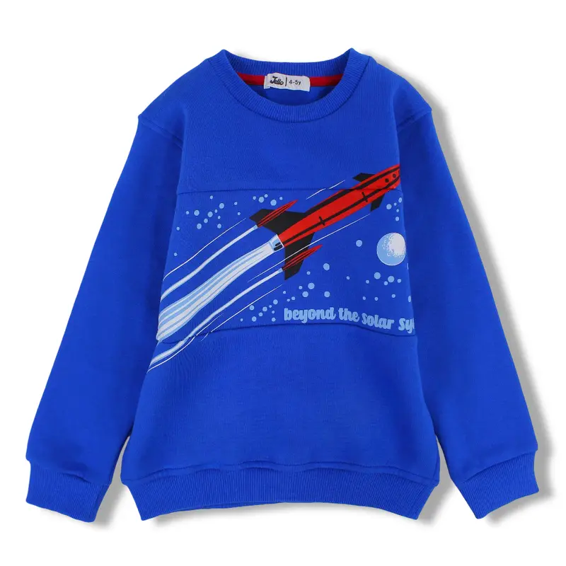 Boys Cotton Sweatshirt  Blue with Beyond the Solar System Print