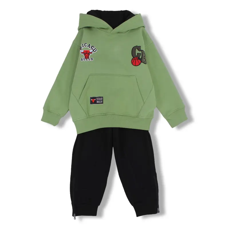 Boys Cotton Two-Piece Outfit Set  Chicago Bulls Print