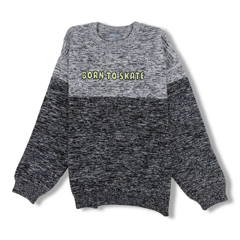 Boys Wool Pullover  Dark Grey with Born to Skate Design