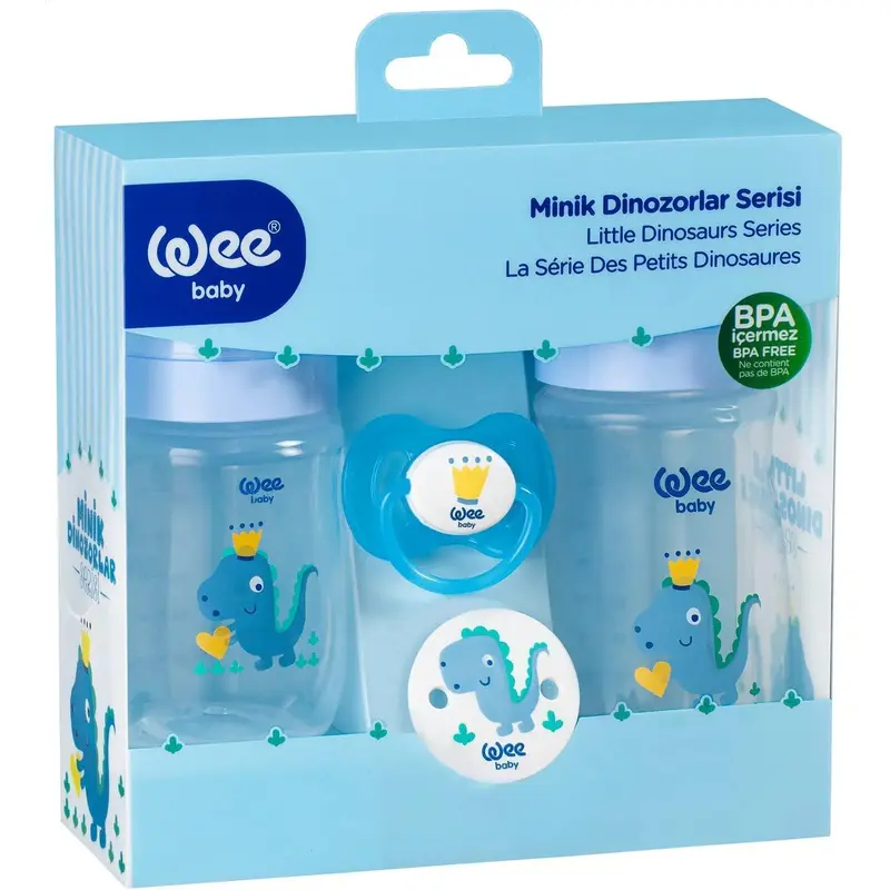 Wee Baby Dinosaur Printed Baby Bottles with Soother for Boys
