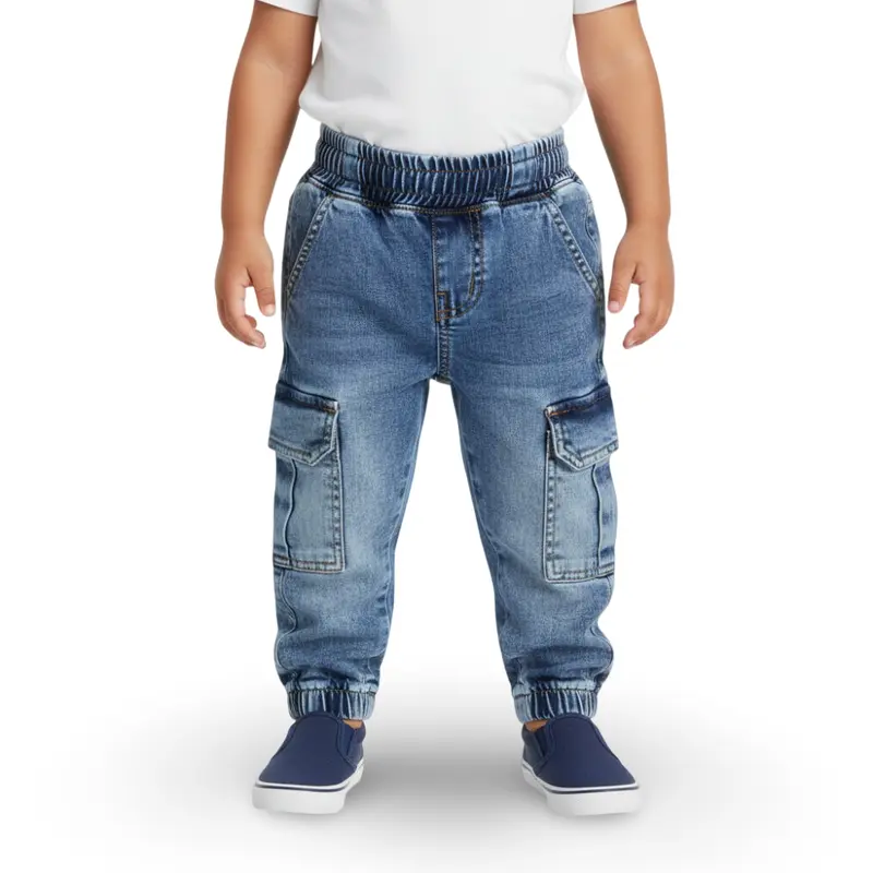 Baby Boys Cargo Jeans  Medium Wash