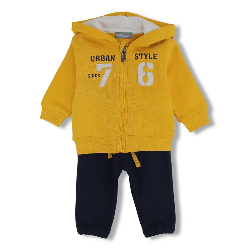 Baby Boys Cotton 2-Piece Outfit Set  Yellow/Navy with "Urban Style" Design