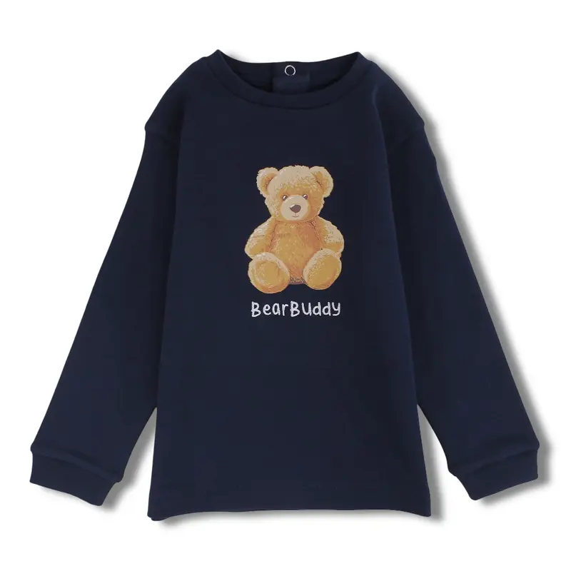 Baby Boys Cotton T-Shirt  Navy with Bear Print