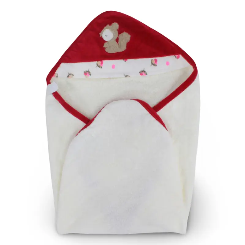 Baby Cotton Hooded Towel - Squirrel Design