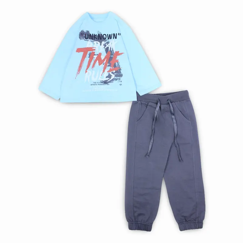 Boys Cotton Pajama Set - "Unknown Break Time Rules" Print